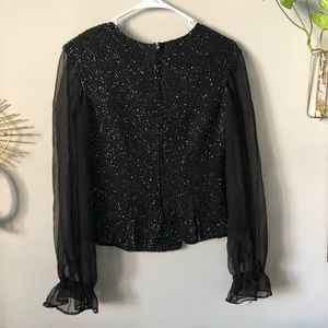 Sparkle beaded puff sleeve shirt